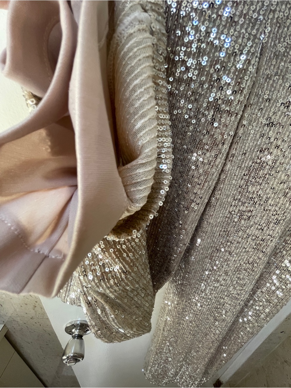 Sequin Wide-Leg Pants- Champagne - Picture 9 of 14